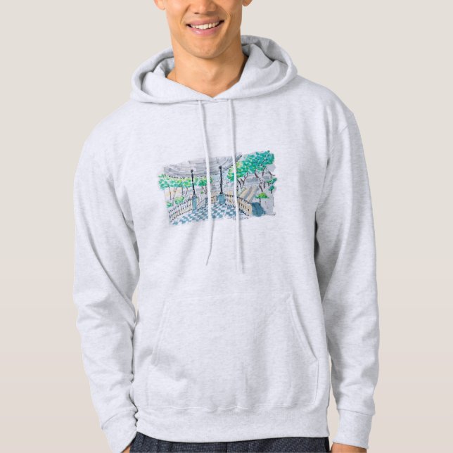 Schachbrettmuster-Kiosk-Parkblick Hoodie (Vorderseite)
