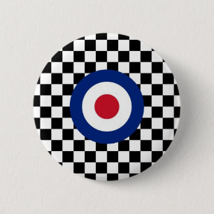 Schachbrettmuster Schwarz Racing Ziel Mod Button