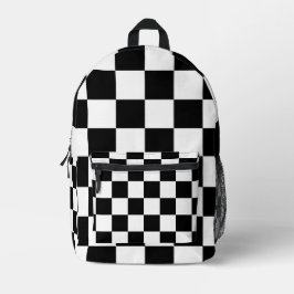 Schachbrettmuster Schwarz-Weiß Bedruckter Rucksack