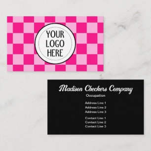 Schachbrettquadrate helles Rosa Retro-Firmenlogo Visitenkarte