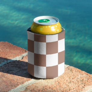Schachbrettquadrate Mocca braun weiß geometrisch r Dosenkühler