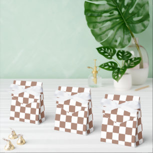 Schachbrettquadrate Mocha Braun Weiß geometrisch R Geschenkschachtel