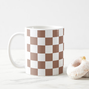 Schachbrettquadrate Mocha Braun Weiß geometrisch R Kaffeetasse