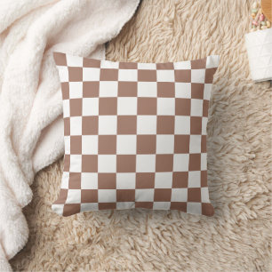 Schachbrettquadrate Mocha Braun Weiß geometrisch R Kissen