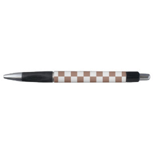 Schachbrettquadrate Mocha Braun Weiß geometrisch R Kugelschreiber