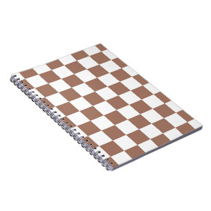 Schachbrettquadrate Mocha Braun Weiß geometrisch R Notizblock