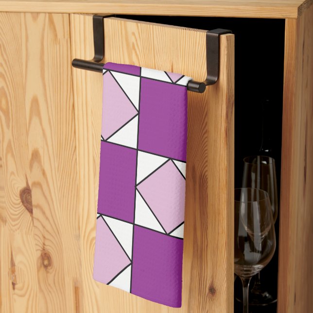 Schachbretts Lila Square Diamond Schachbretts Geschirrtuch (Drittel gefaltet)