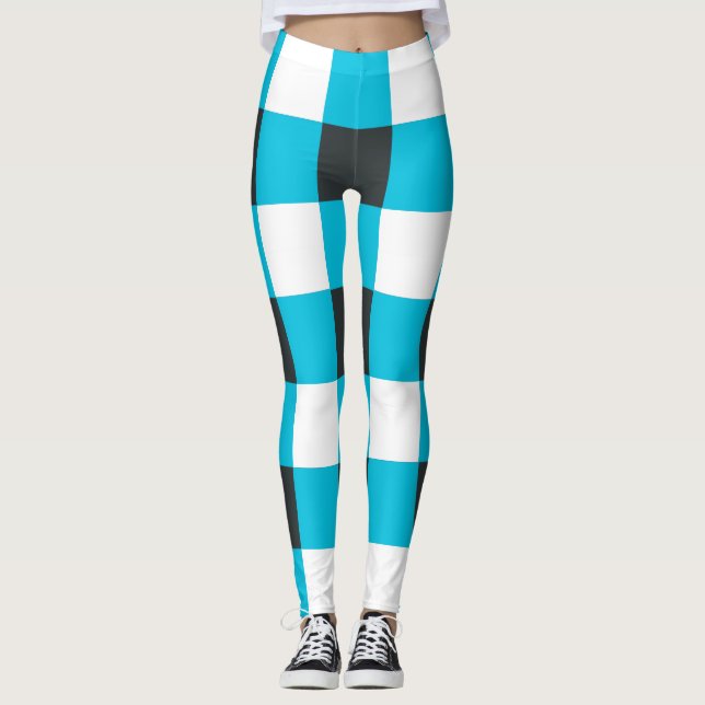 Schachbretts "Mayan Blue" Kariert Leggings (Vorderseite)