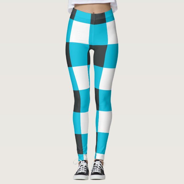Schachbretts "Mayan Blue" Kariert (unregelmäßig) Leggings (Vorderseite)
