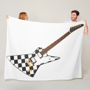 SCHACHBRETTS ROCK ELECTRIC GUITAR FLEECEDECKE