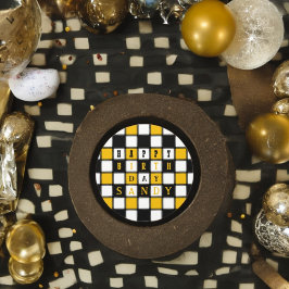 Schachbrettstil Runder Aufkleber