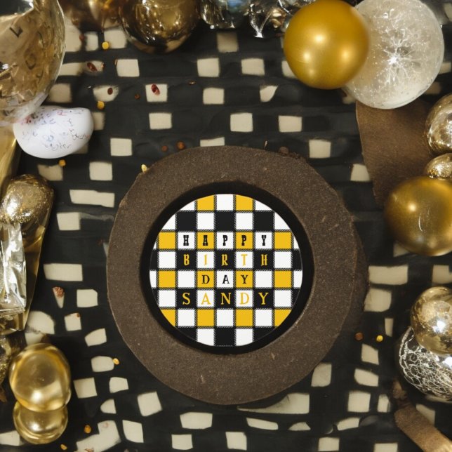 Schachbrettstil Runder Aufkleber (Chess birthday party theme sticker,birthday party sticker,gift pack,envelope,return gift sticker)