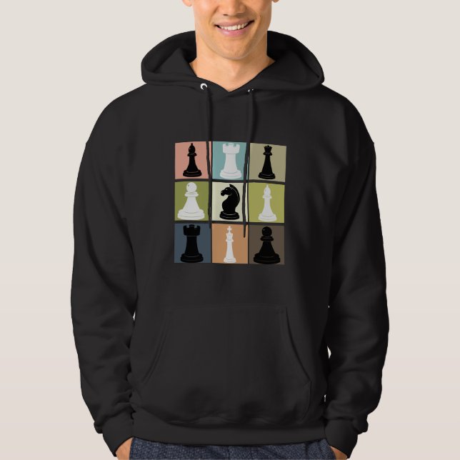 Schachdesign mit Schachbrett für Schachspieler Hoodie (Vorderseite)