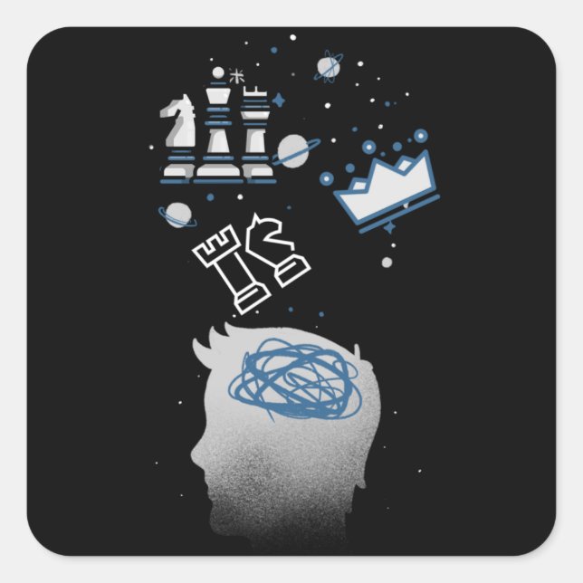 Schachdesign Quadratischer Aufkleber (Vorderseite)