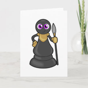 Schachfigur Bauer beim Schach mit Speer Karte