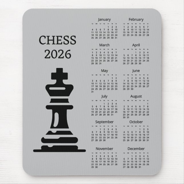 Schachfigur König 2026 Kalender Mauspad (Vorne)