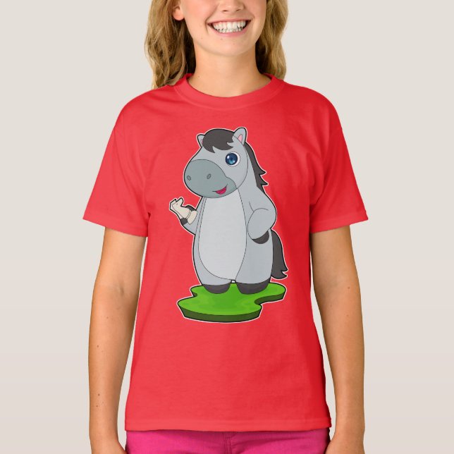 Schachfigur Pferd Springer T-Shirt (Vorderseite)