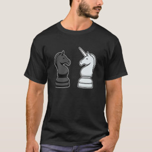 Schachfigur Schachbrett I Pferd Springer Einhorn T-Shirt