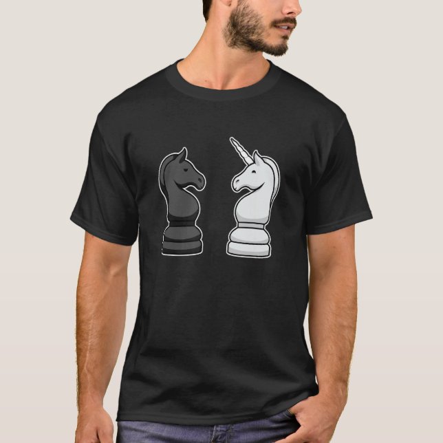 Schachfigur Schachbrett I Reitspringer Einhorn T-Shirt (Vorderseite)