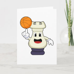 Schachfigur Turm bei Basketball-Sport Karte