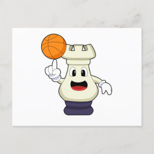 Schachfigur Turm beim Basketball-Sport Postkarte