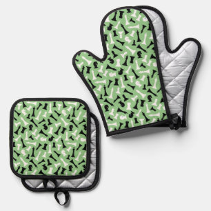 Schachfiguren Design Ofen Mitt & Pot Holder Set