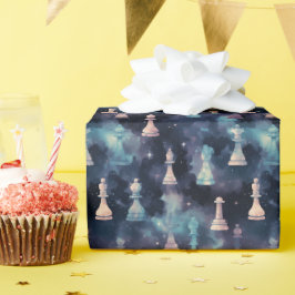 Schachfiguren Moderner Galaxiennebel Kosmischer Ra Geschenkpapier