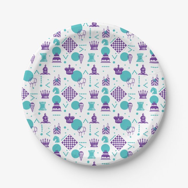 Schachfiguren - Party Art Patches Pappteller (Vorderseite)