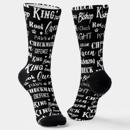 Schachfiguren und Satzzeichen des Schachspielers Socken