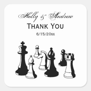 Schachfiguren Vintag Art #2 Quadratischer Aufkleber