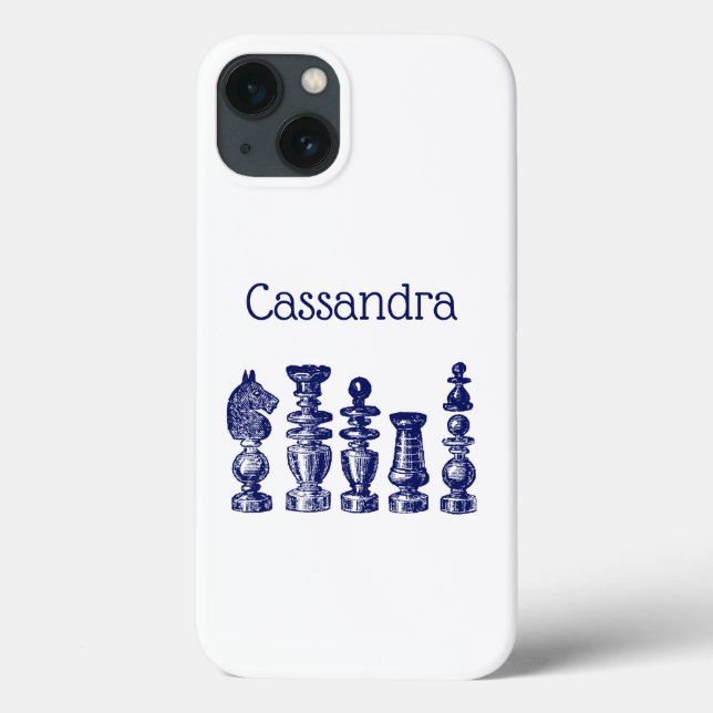 Schachfiguren Vintag Art Blue Case-Mate iPhone Hülle (Rückseite)