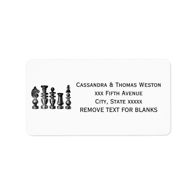 Schachfiguren Vintage Kunst Adressaufkleber (Vorne)