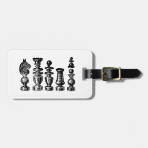 Schachfiguren Vintage-Kunst Gepäckanhänger