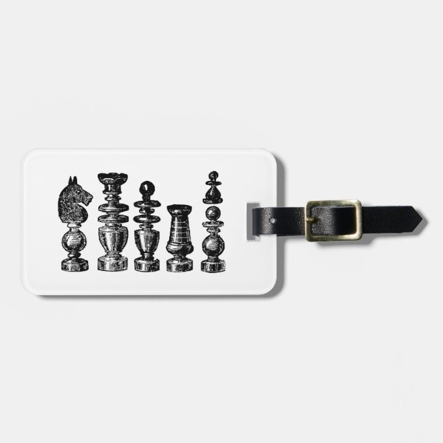 Schachfiguren Vintage Kunst Gepäckanhänger (Vorderseite horizontal)