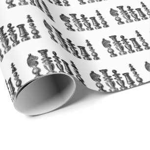 Schachfiguren Vintage Kunst Geschenkpapier