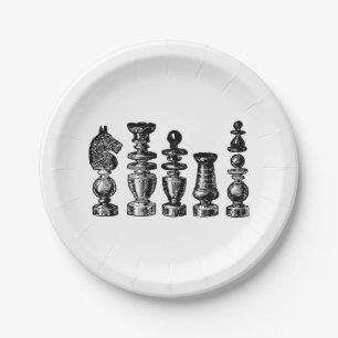 Schachfiguren Vintage Kunst Pappteller