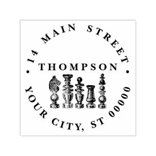 Schachfiguren Vintage Kunst Permastempel