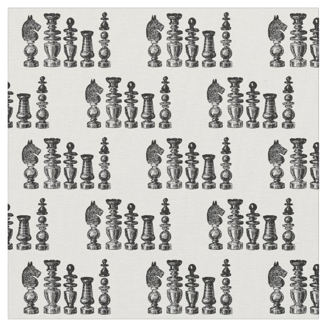 Schachfiguren Vintage Kunst Stoff (Nahaufnahme)