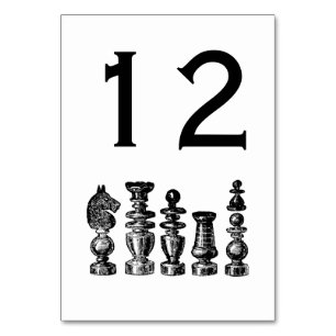 Schachfiguren Vintage Kunst Tischnummer