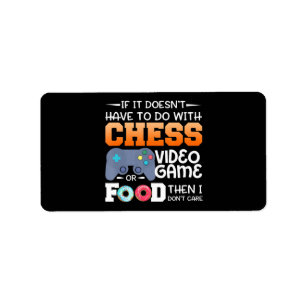 Schachgeschenk   Schach-Videospiel oder Food-Desig Adressaufkleber