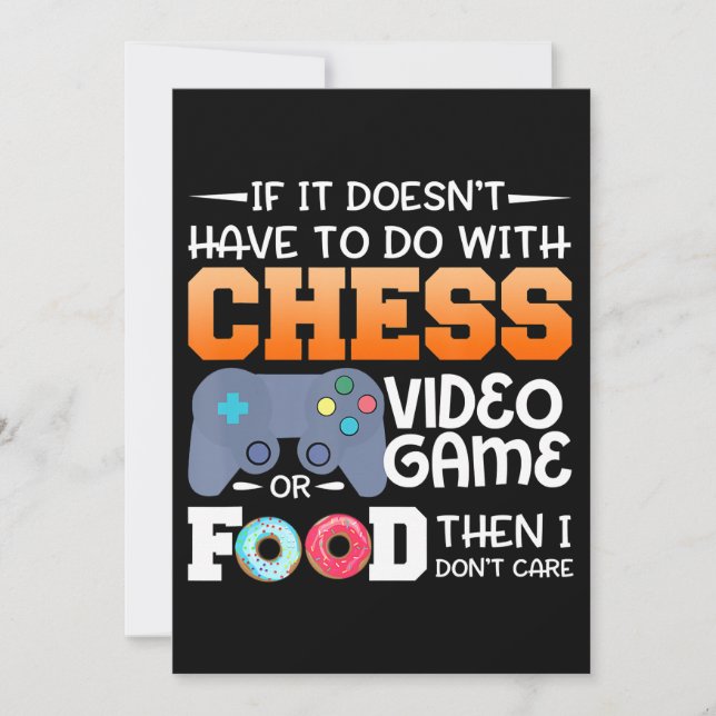 Schachgeschenk | Schach-Videospiel oder Food-Desig Einladung (Vorderseite)
