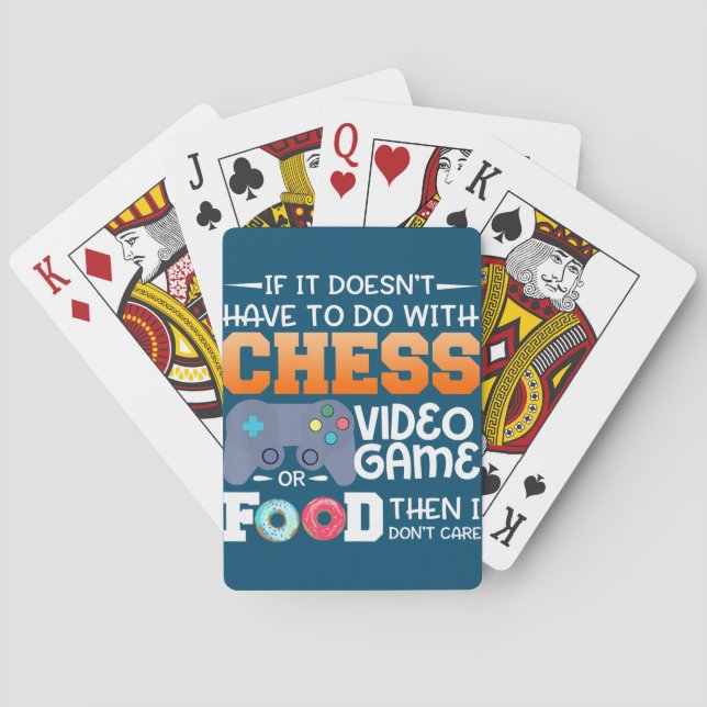 Schachgeschenk | Schach-Videospiel oder Lebensmitt Spielkarten (Rückseite)
