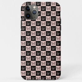 Schachiges rosa und schwarzes Schmetterlingsmuster Case-Mate iPhone Hülle