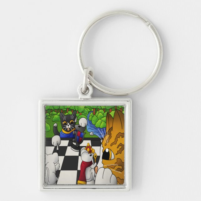 Schachkatzen im Park Schlüsselanhänger (Vorne)