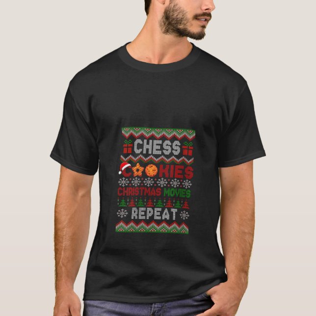Schachkekse Weihnachtsfilme Wiederholung Schweiß T-Shirt (Vorderseite)