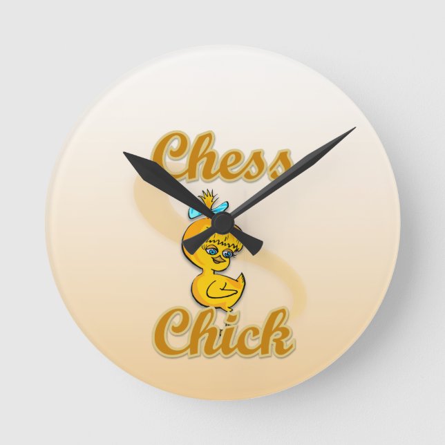 Schachkick Runde Wanduhr (Vorderseite)