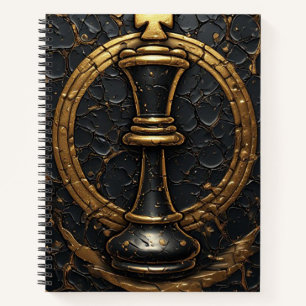 Schachkönig-Design in Schwarz-Gold ♜ Notizbuch