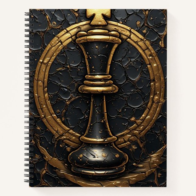 Schachkönig-Design in Schwarz-Gold ♜ Notizbuch (Vorderseite)