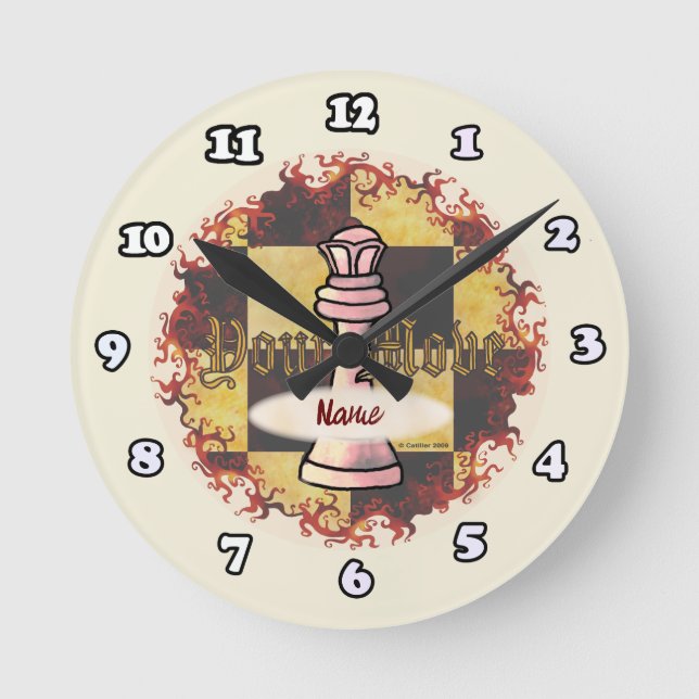 Schachköniginuhr Runde Wanduhr (Vorderseite)