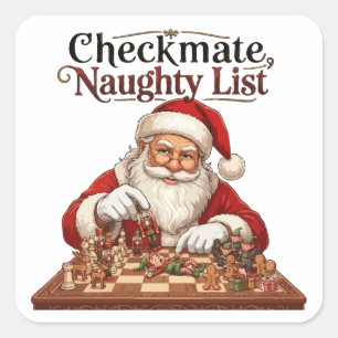 Schachmatt Böse Liste Weihnachten Santa Schach Quadratischer Aufkleber